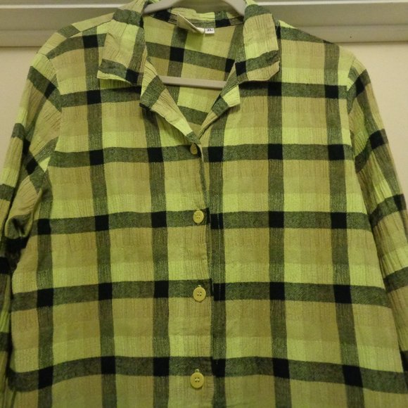 BRAT GIRL SUMMER COWGIRL MILL VALLEY CLOTHING COMP GREEN & BLACK PLAID SHIRT X… - Picture 2 of 5